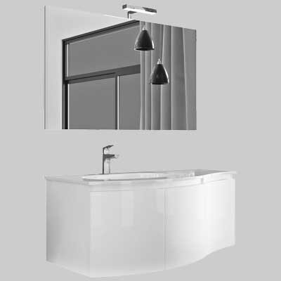 MOBILE DA BAGNO COMPOSIZIONE ONDA BIANCO LUCIDO 100CM SAVINIDUE