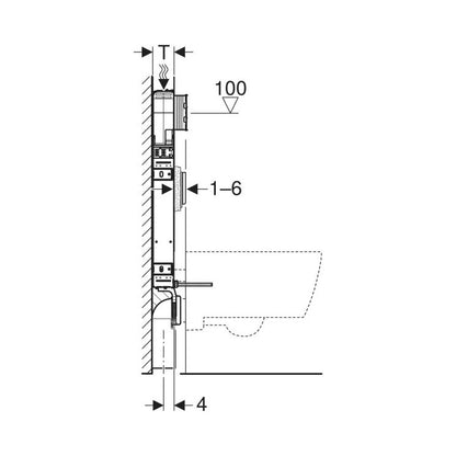 MODULO GEBERIT COMBIFIX PER VASO SOSPESO, 109 CM, CON CASSETTA DI RISCIACQUO DA INCASSO SIGMA 8 CM 110.790.00.1