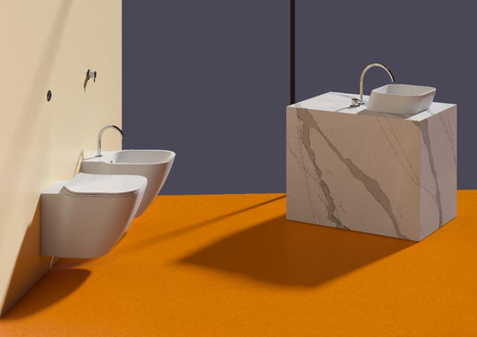 Sanitari sospesi Rimless F50 Special 34x51 Vaso+Bidet+coprivaso ammortizzato Domus Falerii